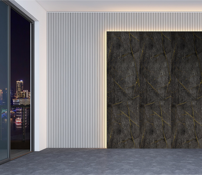 Black & Gold Marble Effect UPVC Wall Panel Covering 60x240cm (4 Pieces)