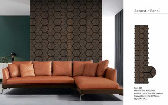 Acoustic Block Wall Panel - Walnut 2.4m x 0.6m (4 Pieces)