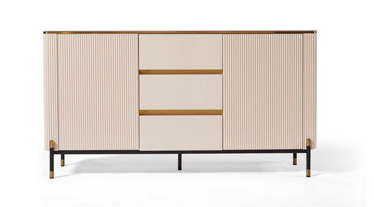 Bella Ribbed Furniture Range - Sideboard - White & Gold