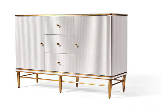 Edena Ribbed Furniture Range - Sideboard - White & Gold