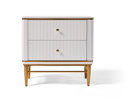 Edena Ribbed Furniture Range - Side Table - White & Gold
