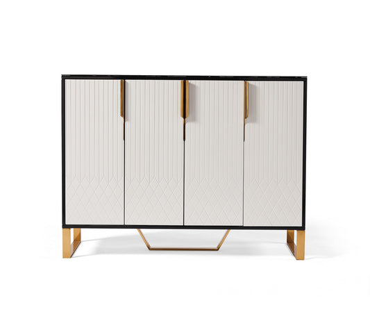 Amal Ribbed Furniture Range - Sideboard - Black, White & Gold