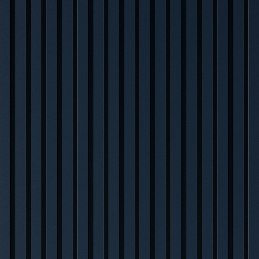 Acoustic Slatted Wall Panels - 3 sided - Colour Finish - Blue - 240cm x 32cm (2 pieces)