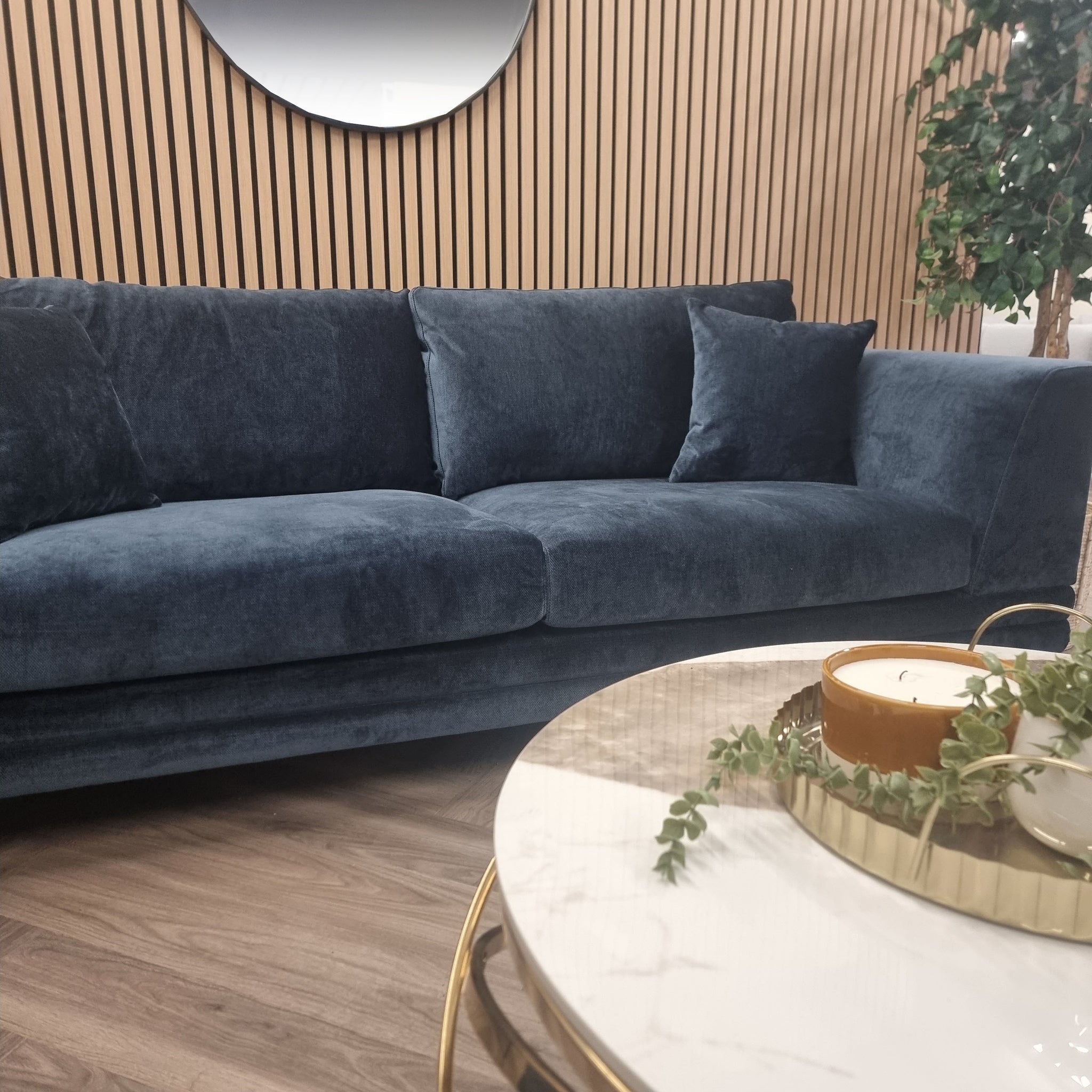 Lenox Sofa Range in Aegean Blue Velvet 3 or 2 Seater