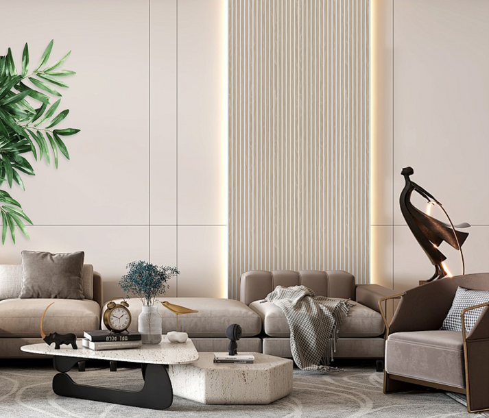 Acoustic Slatted Wall Panel - Shadow Oak 3 Sided With White Felt 2.4m x 0.6m (4 Pieces)