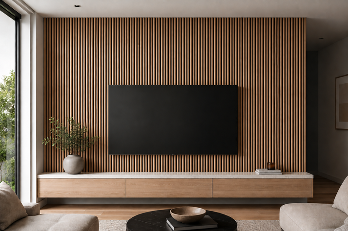 Acoustic Small Curved Wall Panel - Oak 2.4m x 0.6m (4 Pieces)