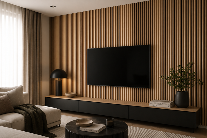 Acoustic Curved Wall Panel - Oak 2.4m x 0.6m (4 Pieces)