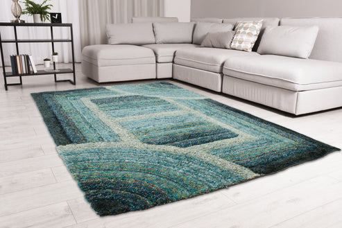 3D SHAGGY TRELLIS BLUE