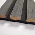 Premium Acoustic Slatted Wall Panels - 3-sided Wood Veneer - Black Oak - 240cm x 32cm (2 pieces)