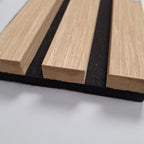 Premium Acoustic Slatted Wall Panels - 3-sided Wood Veneer - Premium Oak - 240cm x 32cm (2 pieces)