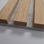 Premium Acoustic Slatted Wall Panels - 3-sided Wood Veneer - Premium Oak on Grey Felt - 240cm x 32cm (2 pieces)