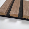 Premium Acoustic Slatted Wall Panels - 3-sided Wood Veneer - Smoked Oak - 240cm x 32cm (2 pieces)