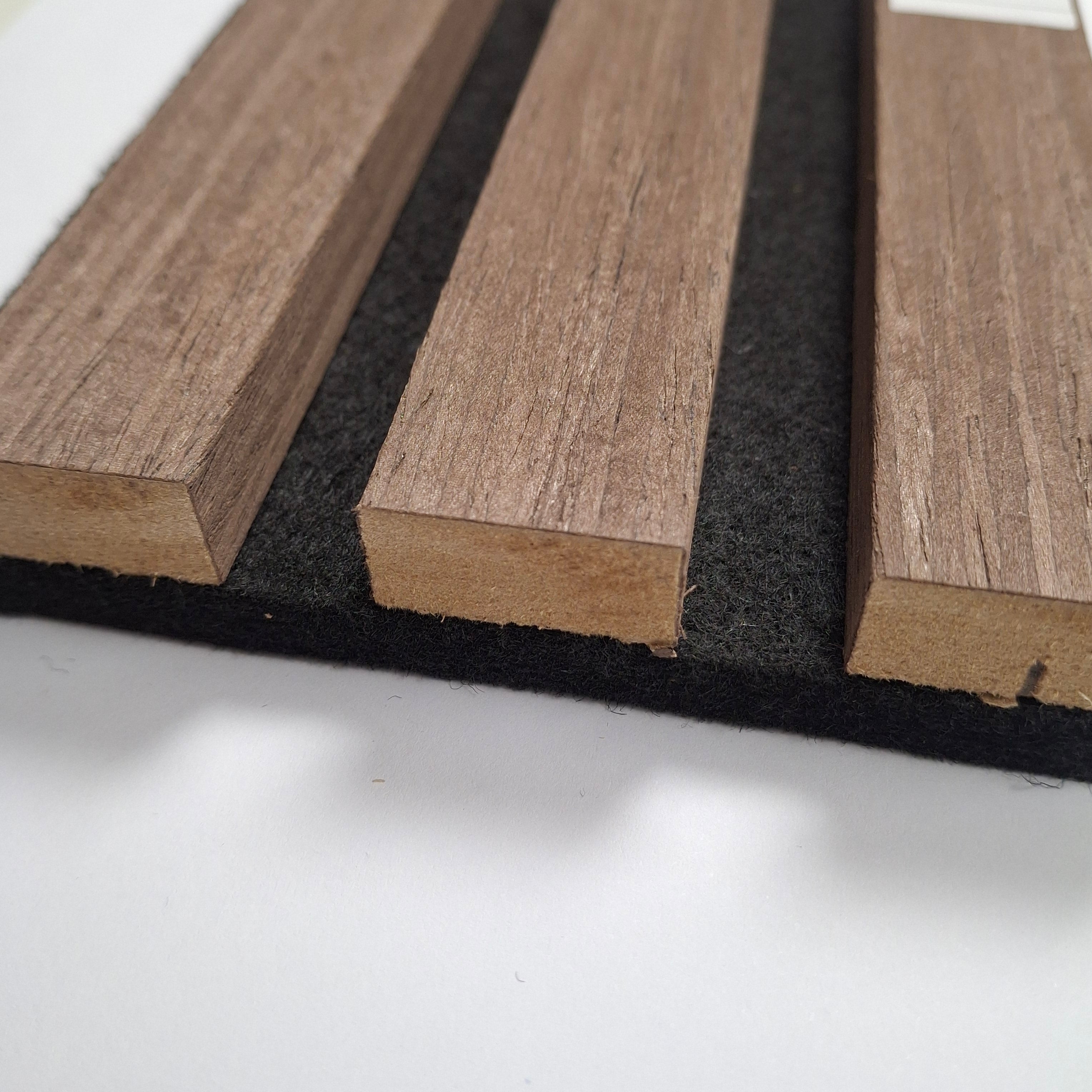 Premium Acoustic Slatted Wall Panels - 3-sided Wood Veneer - Smoked Oak - 240cm x 32cm (2 pieces)