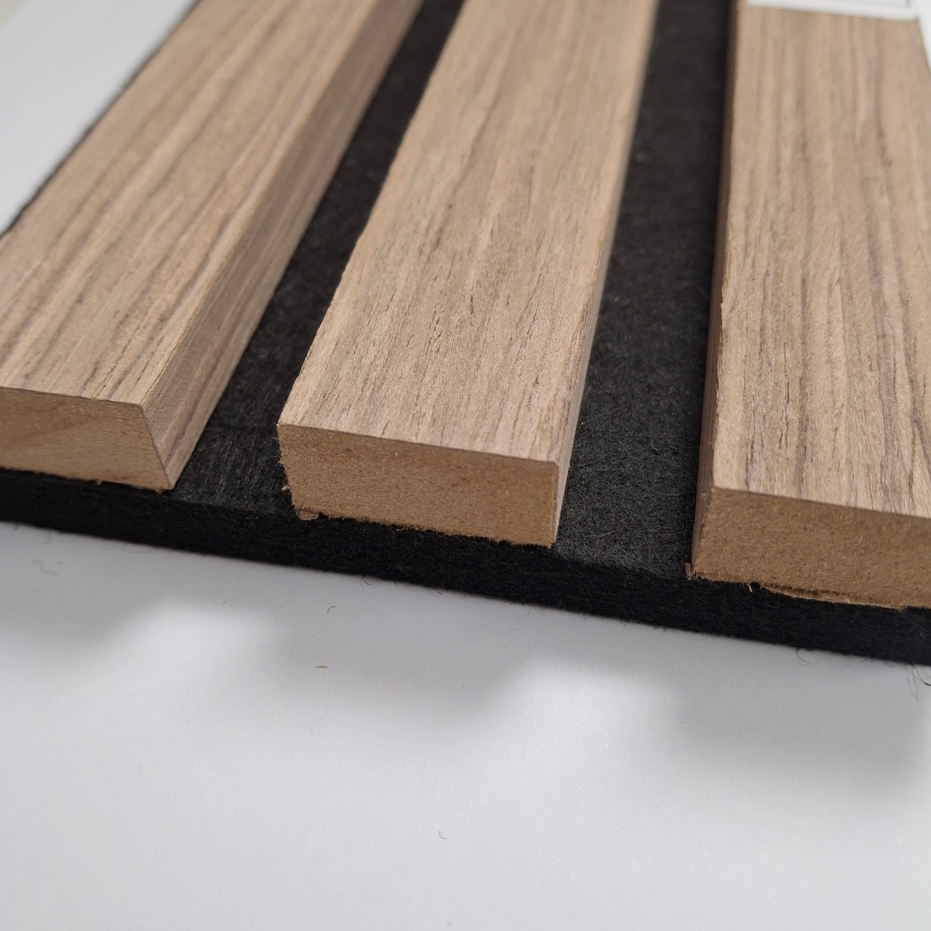 Premium Acoustic Slatted Wall Panels - 3-sided Wood Veneer - Walnut - 240cm x 32cm (2 pieces)