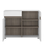 Frima 1 Drawer 2 Door Sideboard in White with a Truffle Oak Trim