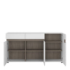 Frima 2 Drawer 3 Door Sideboard in White with a Truffle Oak Trim