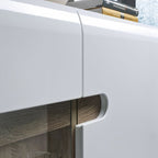 Frima 3 Door Glazed Sideboard in White with a Truffle Oak Trim