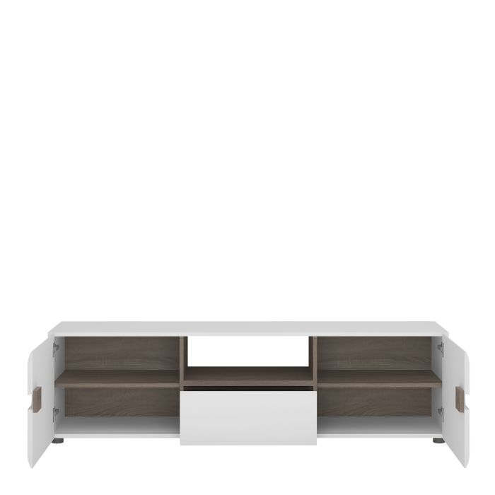Frima Wide TV Unit in White with a Truffle Oak Trim