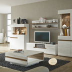 Frima Wide TV Unit in White with a Truffle Oak Trim