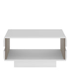 Frima Small Designer Coffee Table in White with a Truffle Oak Trim