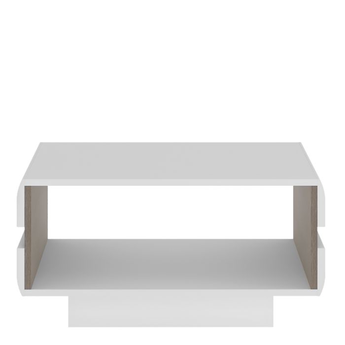 Frima Small Designer Coffee Table in White with a Truffle Oak Trim