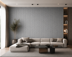 Acoustic Herringbone Wall Panel - Grey Oak 2.4m x 0.6m (4 Pieces)