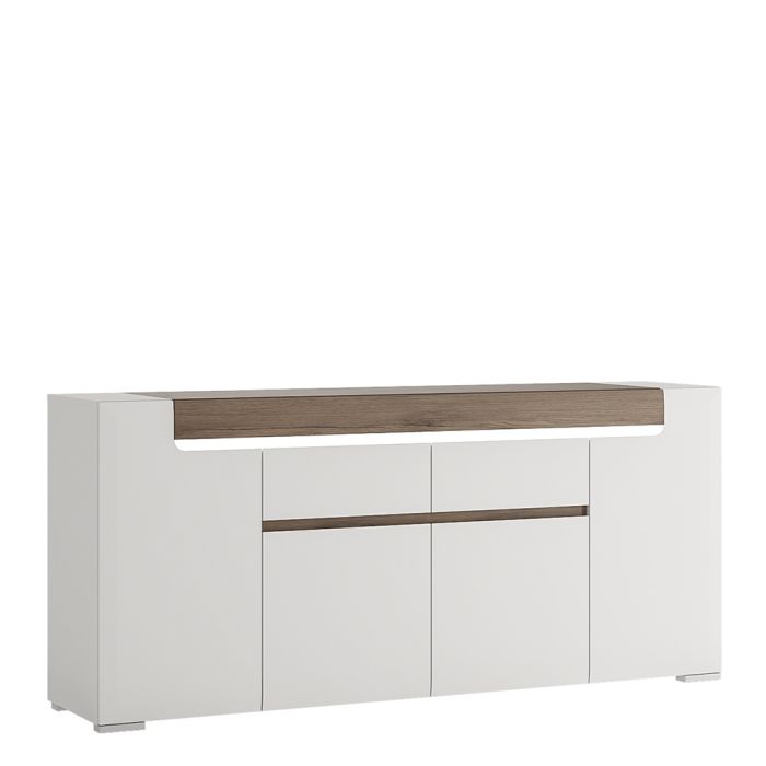 Zuno Wide 4 Door 2 Drawer Sideboard (inc. Plexi Lighting)
