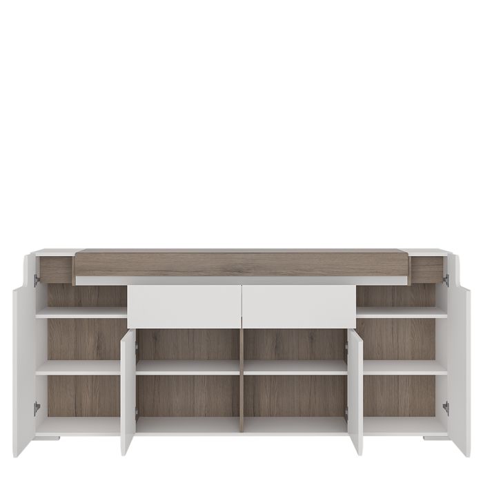 Zuno Wide 4 Door 2 Drawer Sideboard (inc. Plexi Lighting)
