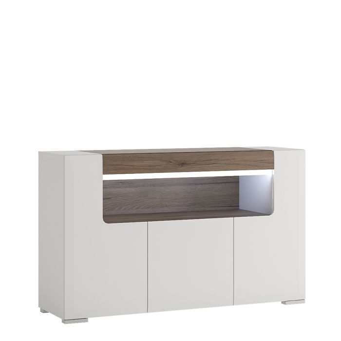 Zuno 3 Door Sideboard with open shelving (inc. Plexi Lighting)
