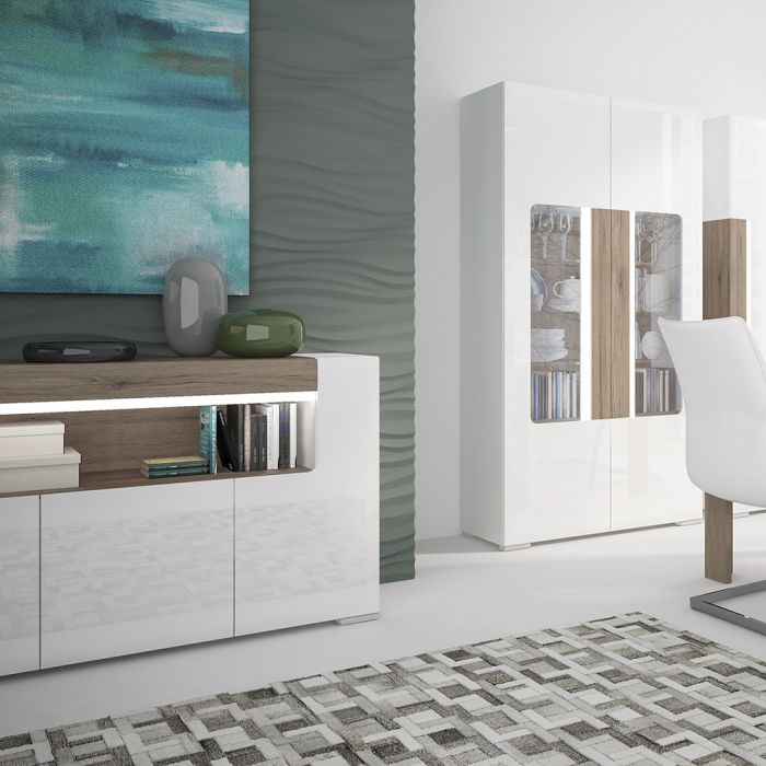 Zuno 3 Door Sideboard with open shelving (inc. Plexi Lighting)