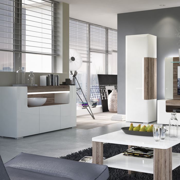 Zuno 3 Door Sideboard with open shelving (inc. Plexi Lighting)