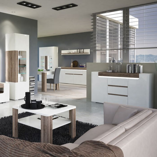 Zuno Wide 4 Door 2 Drawer Sideboard (inc. Plexi Lighting)