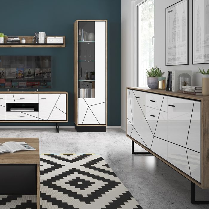 Fenlo 2 Door 2 Drawer TV Unit With the Walnut and Dark Panel Finish