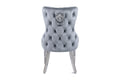 Victoria Grey Silver Lion Knocker Dining Chair
