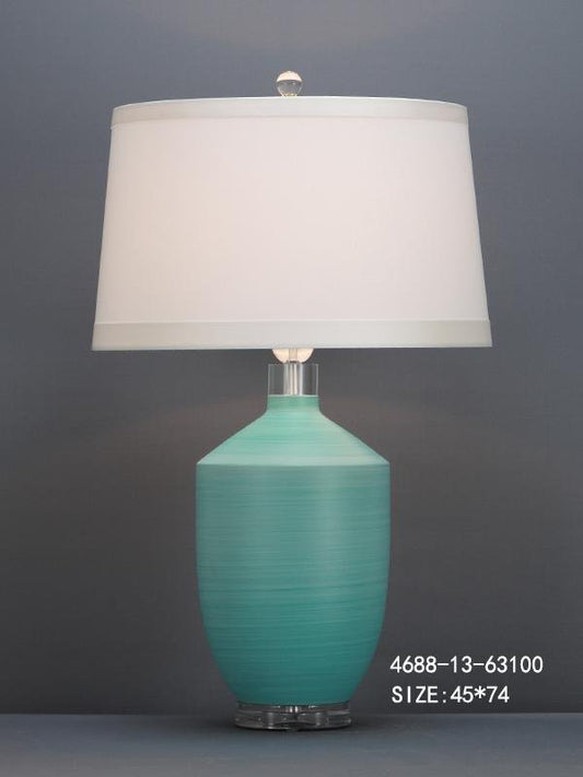 Teal Table Lamp with White Shade
