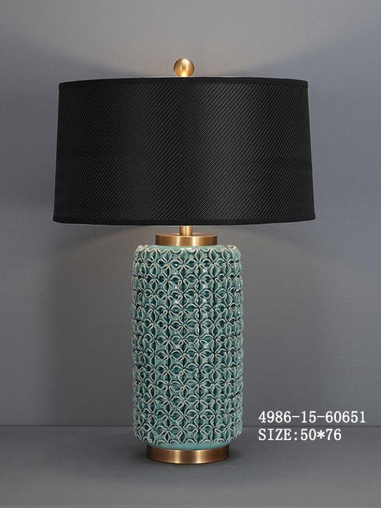 Blue Table Lamp with Black Shade