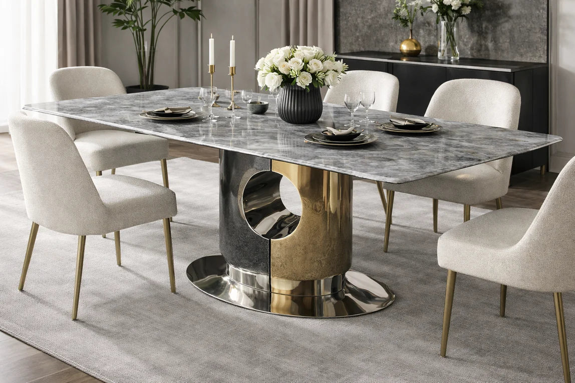 Luxeon 1.8m Gold/Chrome Dining Table (2 Colours)