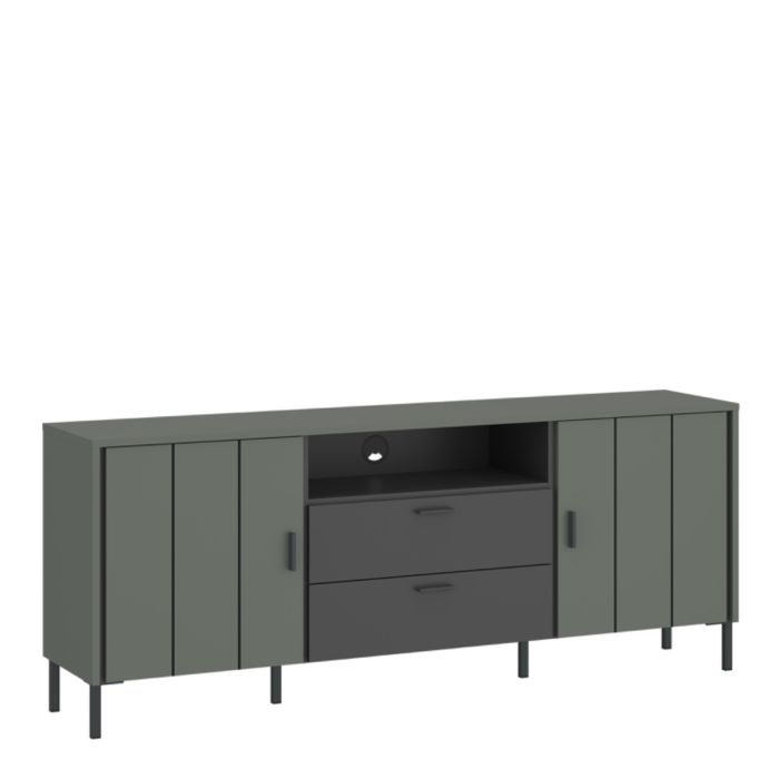 Caldra TV Cabinet 2 Door 2 Drawer 158cm Wide in Green/Grey