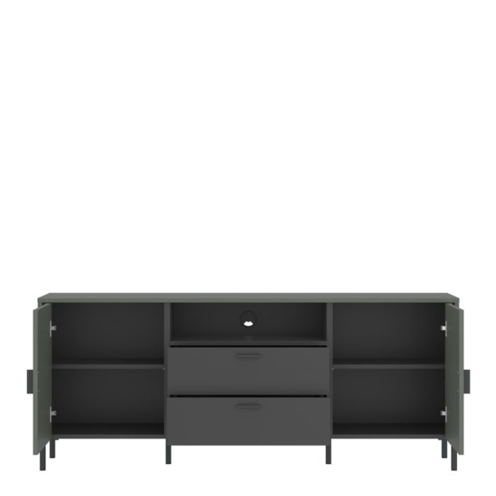 Caldra TV Cabinet 2 Door 2 Drawer 158cm Wide in Green/Grey