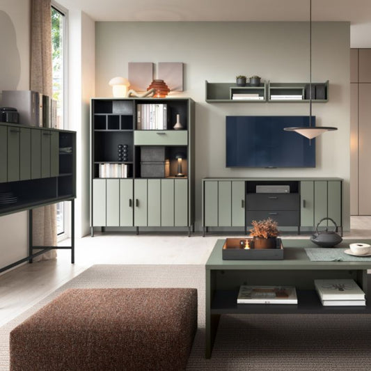 Caldra TV Cabinet 2 Door 2 Drawer 158cm Wide in Green/Grey