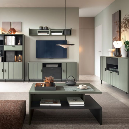 Caldra Sideboard 2 Door 1 Flap 1 Drawer in Green/Grey
