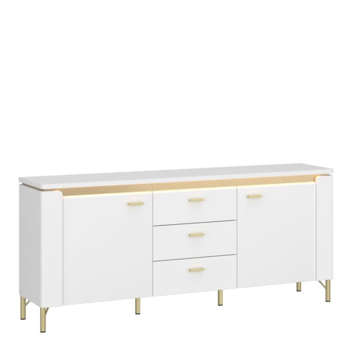 Vetra TV Cabinet 2 Door 3 Drawer in Alpine White/White Gloss