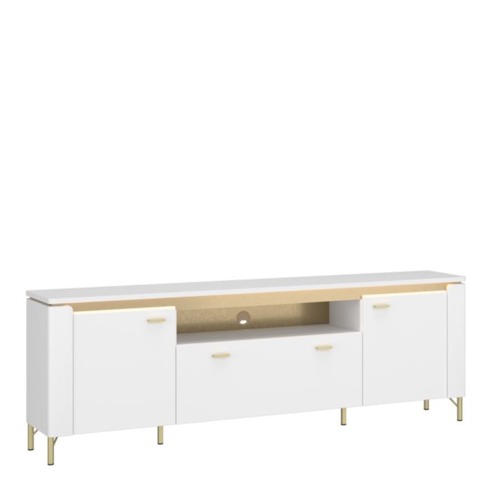 Vetra TV Cabinet 2 Door 1 Drawer in Alpine White/White Gloss