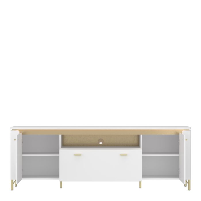 Vetra TV Cabinet 2 Door 1 Drawer in Alpine White/White Gloss