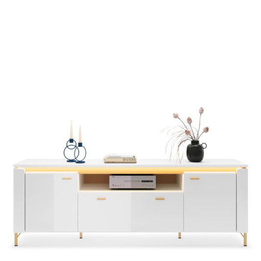 Vetra TV Cabinet 2 Door 1 Drawer in Alpine White/White Gloss