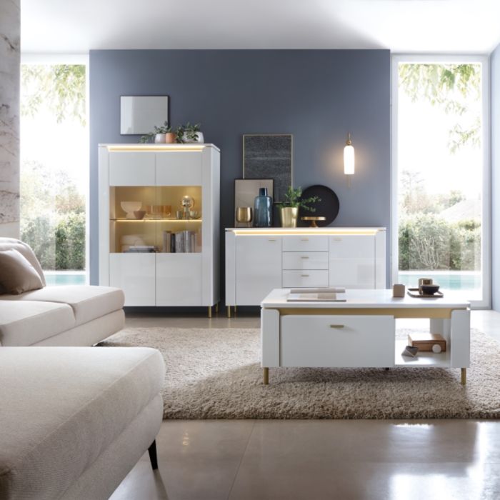 Vetra Sideboard 2 Door 4 Drawer in Alpine White/White Gloss