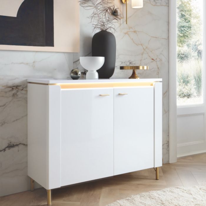 Vetra Sideboard 2 Door in Alpine White/White Gloss