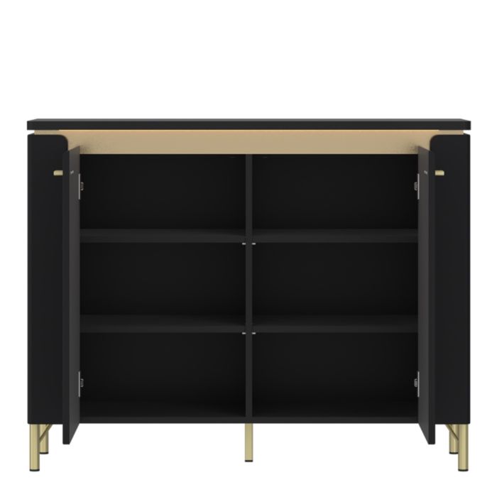 Drento Sideboard 2 Door in Black Matt/Gold