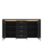 Drento Sideboard 2 Door 4 Drawer in Black Matt/Gold