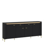 Drento Sideboard 4 Door 2 Drawer in Black Matt/Gold